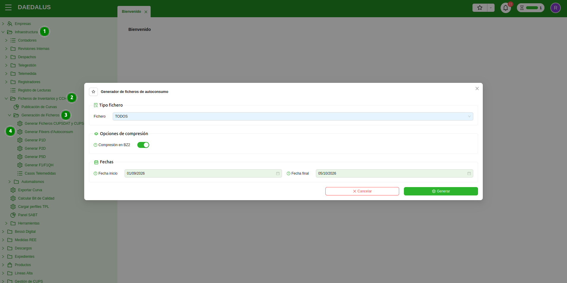 Generar fichero de inventario